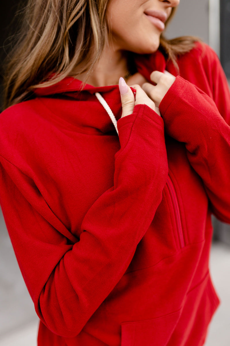 Performance Fleece Half-Zip Sweatshirt - Cherry Red – Cove